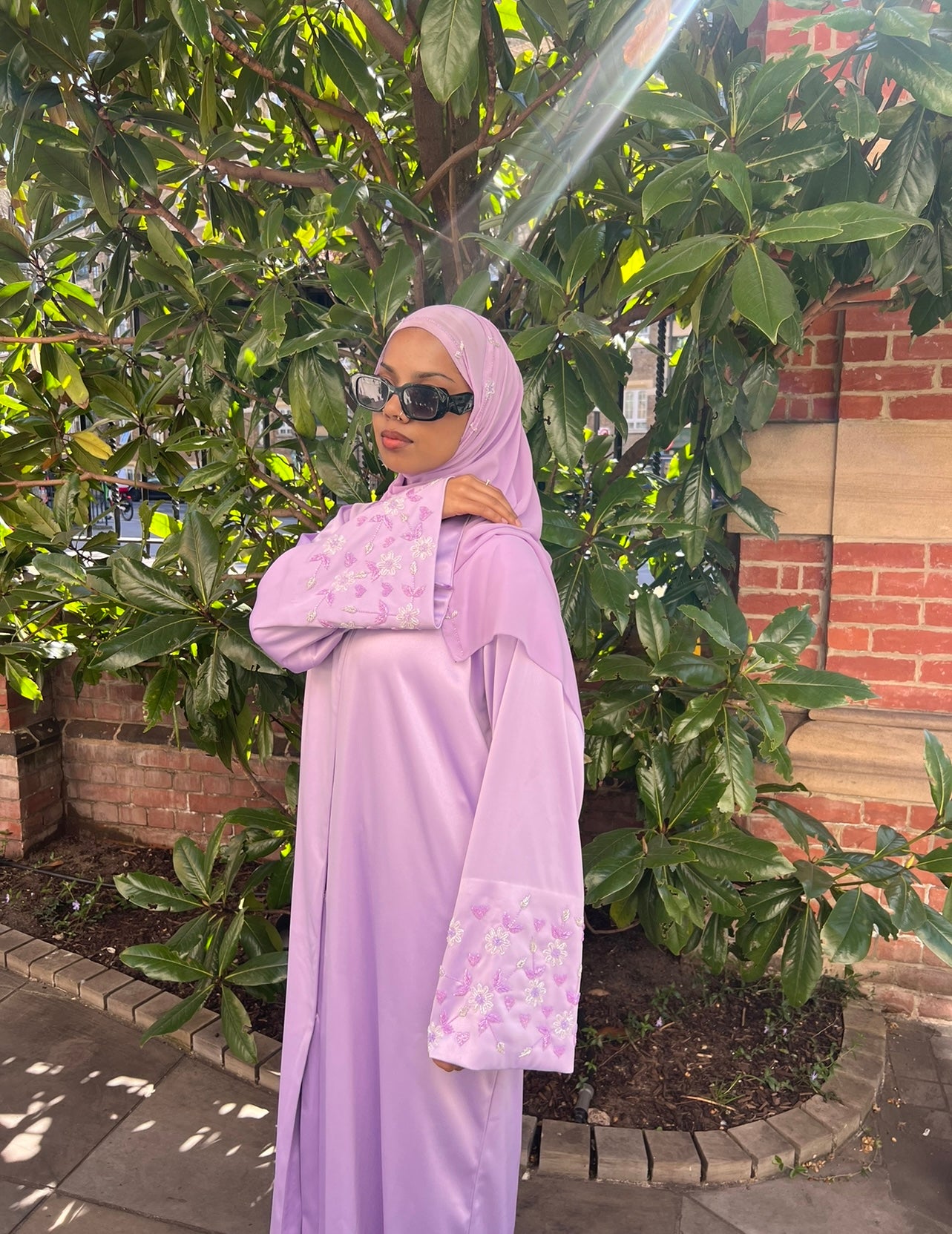 NEW lilac and black warda abaya set
