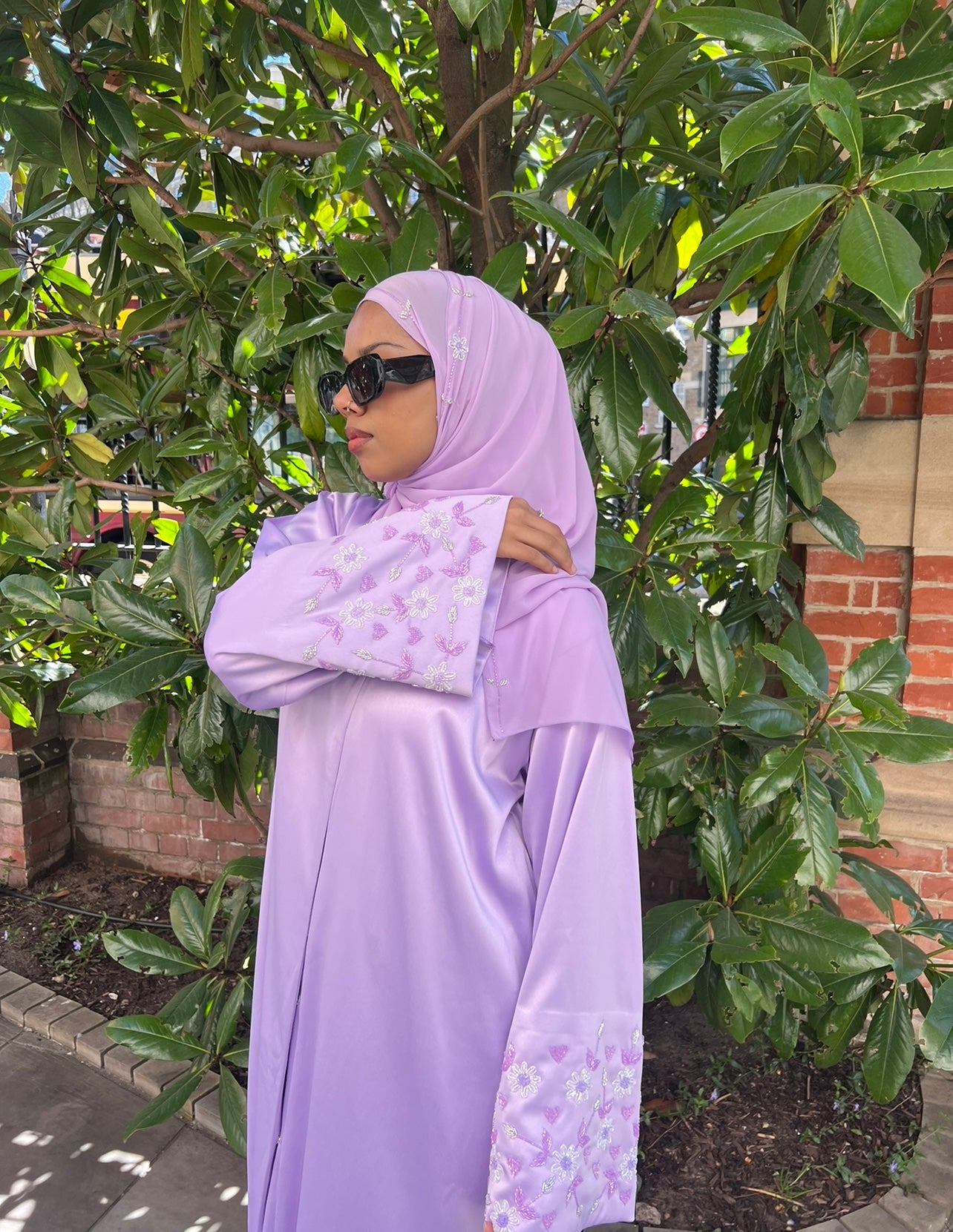 NEW lilac and black warda abaya set