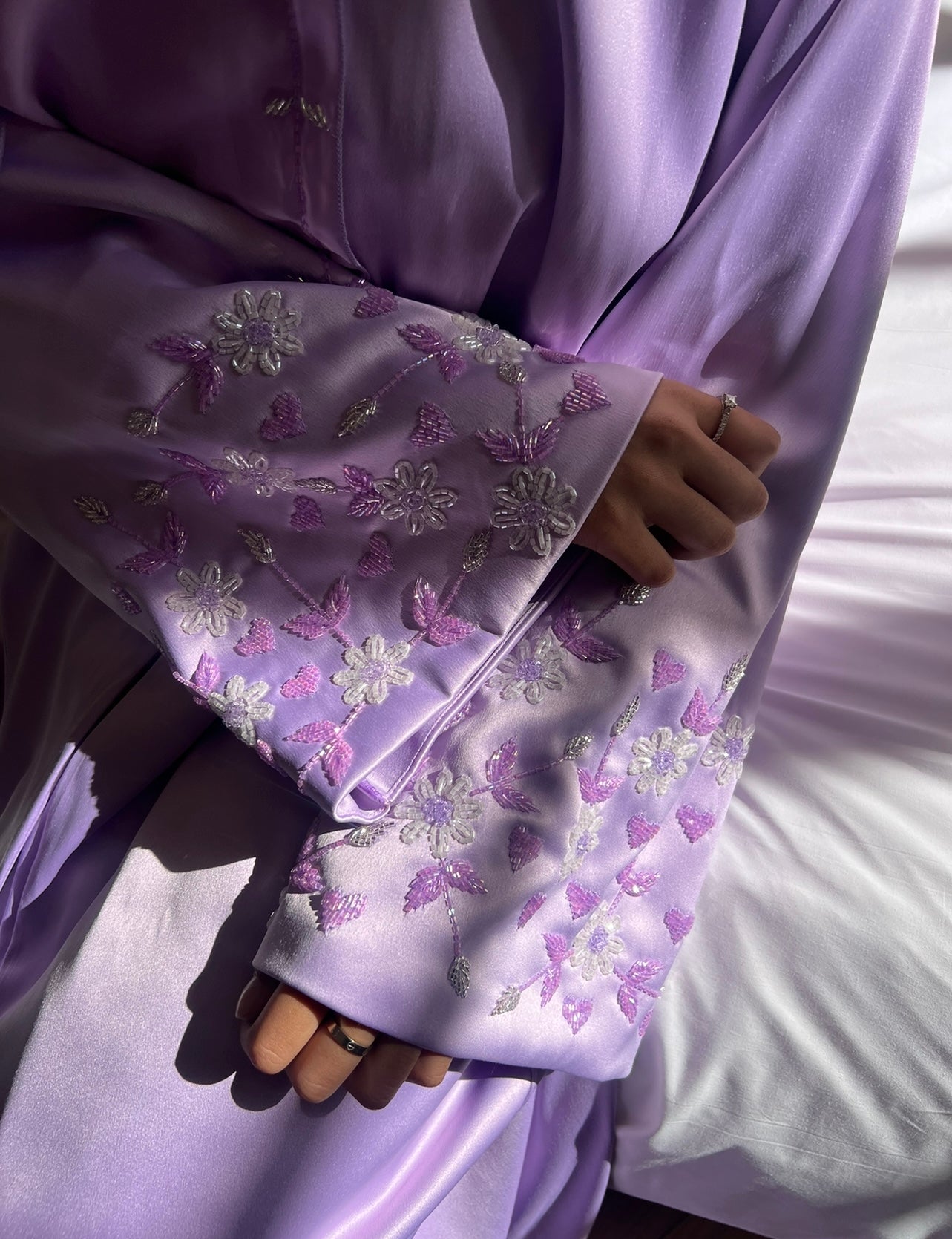 NEW lilac and black warda abaya set
